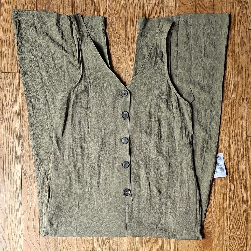 Topshop Buttoned Green Tank Top Size 8